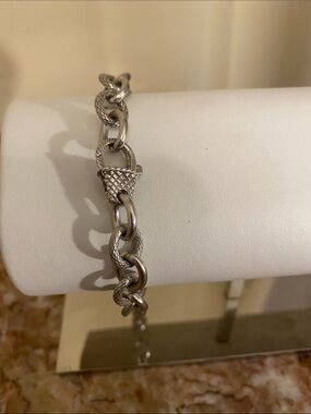 Judith Ripka Sterling Silver 925 Textired Link Bracelet